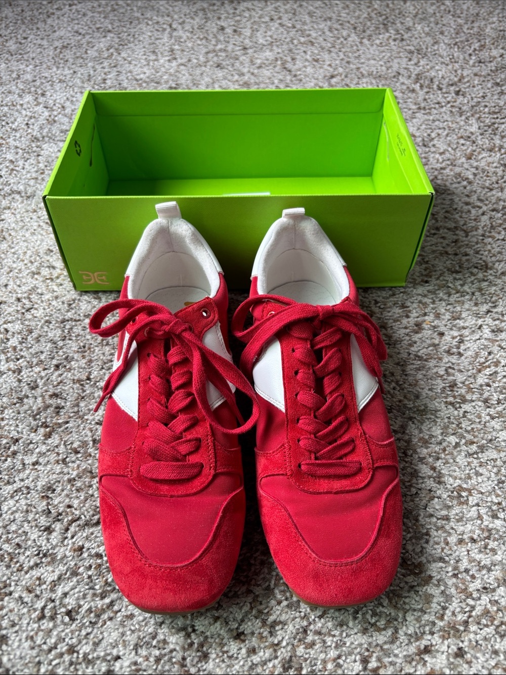 Sam Edelman Red and White Low-Top Sneakers